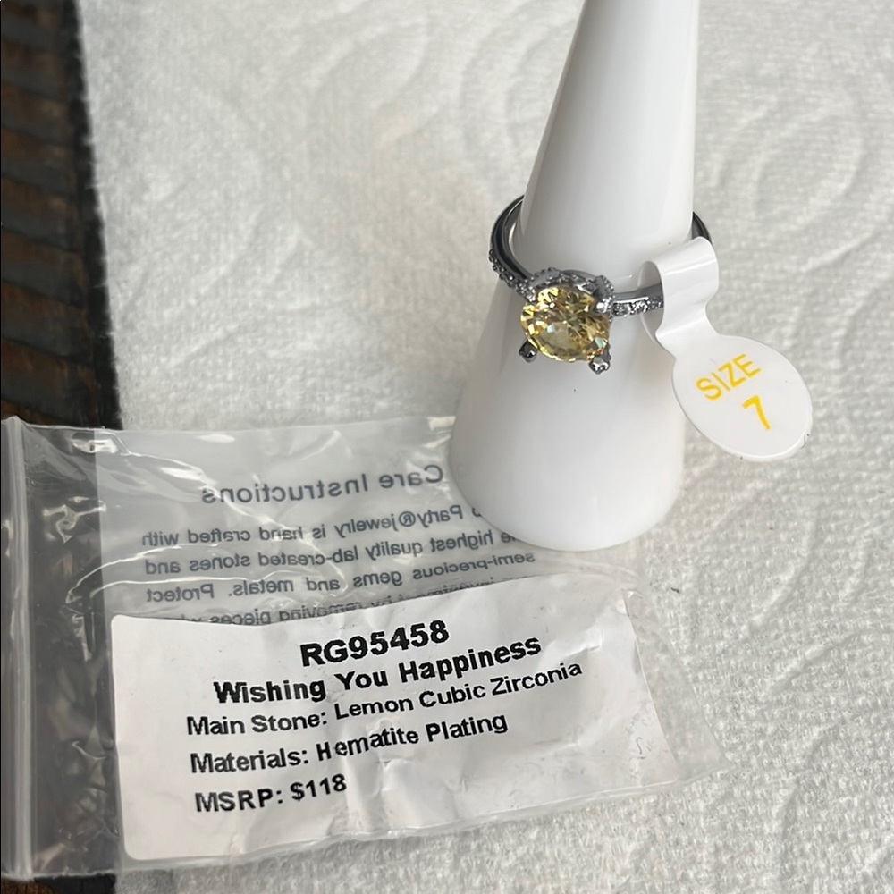 Wishing You Happiness Lemon Cubic Zirconia on Hematite plating - Picture 5 of 7